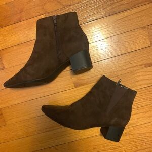 Kelly and Katie Brown suede booties